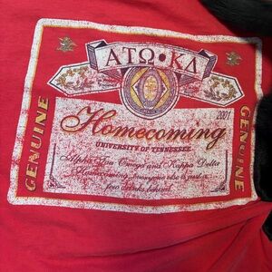 Vintage UNIV. of TN GREEK Red Homecoming Graphic T-Shirt XL
